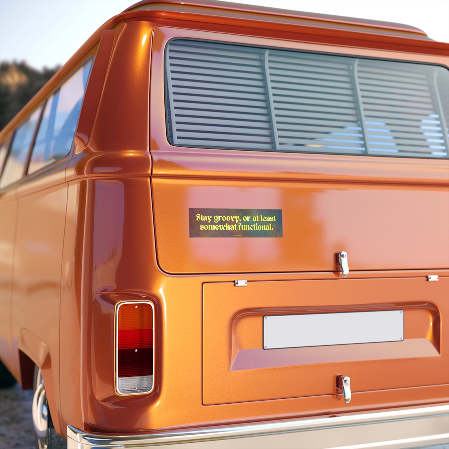 Stay groovy, or at least somewhat functional - Vinyl Bumper Sticker